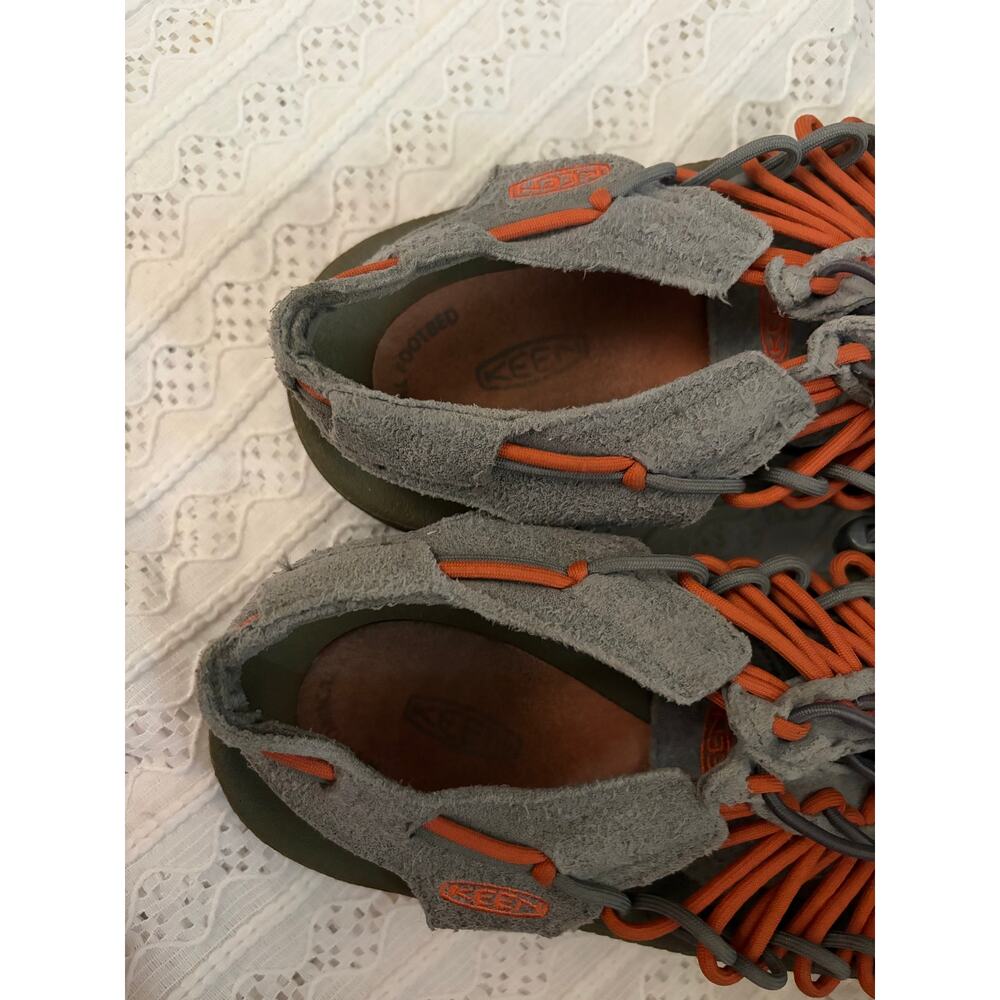 KEEN UNEEK Gray Orange Cord Sandals Shoes Men's 9.5 Women's 11 Hiking - Picture 3 of 8